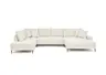 Wohnlandschaft - Ecke links, 2-Sitzer, Longchair rechts, Stoff, Creme
