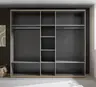Drehtürenschrank - B. ca. 250,4 cm, Außentüren Holzdekor, Mitteltüren Beige
