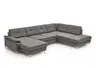 Wohnlandschaft - Longchair links mit 2,5-Sitzer und Ecke rechts, Sitztiefe verstellbar, Stoff, Eisengrau