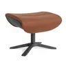 Hocker Avina - Leder, Cognac, Holzschale schwarz