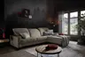 Ecksofa - CALM FLEX 2.0, 3-Sitzer mit Longchari rechts, Kopfteil verstellbar, Stoff, Braun