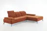 Ecksofa - 2,5-Sitzer mit Longchair rechts, Kopfteil/Armlehne/Rücken verstellbar, Stoff, Rost