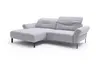 Ecksofa David - Longchair links mit 1,5-Sitzer inkl. Kopfstütze/Armlehne verstellbar, Stoff, Hellgrau
