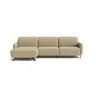 Ecksofa Arona - Longchair mit 2-Sitzer rechts inkl. 3x Kopfteil verstellbar, Stoff, Grau