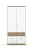 Drehtürenschrank ROYAN- B ca. 91 cm, Eiche Dekor, Weiß