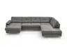 Wohnlandschaft - Longchair links mit 2,5-Sitzer und Ecke rechts, Sitztiefe verstellbar, Stoff, Eisengrau