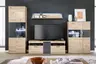 Wohnwand - mit Beleuchtung, Balkeneiche 