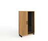 Highboard- Eiche furniert, Schwarz, Glas