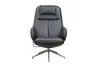 Drehsessel mit Hocker Set - Relaxfunktion, Leder, Schwarz