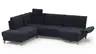 Sofa Stamford - inkl. Armlehne verstellbar und Kopfstütze, Ecksofa 2-sitzig und Abschlusshocker links mit 3,5-Sitzer, Bogen rechts, Stoff, Dunkelblau