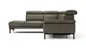 Ecksofa Hudson - Ecke links mit 2,5-Sitzer inkl. Kopfteil/Armlehne verstellbar und Sitzvorzug/Relaxfunktion (motorisch), Leder, Braungrün