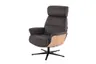 TV-Sessel MOANI mit Hocker - drehbar, Kopfteilverstellung, Leder, Dunkelbraun