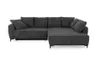 Ecksofa JACEK - 3-Sitzer, Ecke rechts inkl. Schlaffunktion mit Bettkasten, Stoff, Dunkelgrau