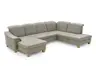 Wohnlandschaft - Longchair links mit 2,5-Sitzer und Ecke rechts, Kopfteil verstellbar, Stoff, Platin