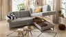 Ecksofa Almyra - 2,5-Sitzer mit Ottomane rechts, inkl. Schlaffunktion und Bettkasten, Stoff, Silbergrau