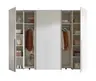 Schwebe-/Drehtürenschrank- B ca. 267 cm, Weiß