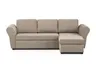 Ecksofa - 2-Sitzer mit Longchair rechts inkl. Schlaffunktion mit Bettkasten, Stoff, Trüffel