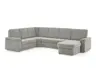 Wohnlandschaft  - Ecke links mit 2,5-Sitzer und Longchair rechts, Stoff Alufarben