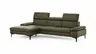 Ecksofa Felipa - Longchair links mit 2,5-Sitzer inkl. Kopfteil verstellbar, Leder, Olive