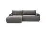 Ecksofa - Longchair links mit 2-Sitzer, Stoff, Steingrau
