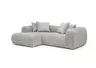 Ecksofa - Longchair links mit 2-Sitzer, Stoff,Creme