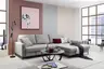 Ecksofa - 3-Sitzer mit Longchair rechts, Schlaffunktion, Stoff, Eisengrau