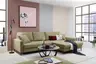 Ecksofa - 3-Sitzer mit Longchair rechts, Stoff, Olive