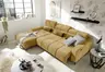 Ecksofa - Longchair links mit 2-Sizer, Sitztiefe verstellbar motorisch/Kopfteil verstellbar, Stoff, Senfgelb