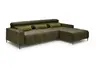 Ecksofa - 2-Sitzer mit Longchair rechts, Sitztiefe verstellbar motorisch/Kopfteil verstellbar, Stoff, Dunkelgrün
