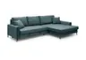 Ecksofa - 3-Sitzer mit Longchair rechts, Schlaffunktion, Stoff, Azur