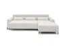 Ecksofa - 2-Sitzer mit Longchair rechts, Sitztiefe verstellbar motorisch/Kopfteil verstellbar, Stoff, Creme