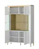 Vitrine - mit Beleuchtung, Alpinweiß, Goldfarben, Weiß Hochglanz