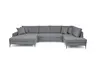 Wohnlandschaft - Longchair links, 2-Sitzer, Ecke rechts, Stoff, Grau