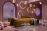 Ecksofa - 2-Sitzer mit Longchair rechts, Stoff, Goldfarben