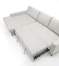 Ecksofa - Longchair links mit 3-Sitzer, Schlaffunktion, Stoff, Creme