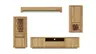 Wohnwand Bakersfield - inkl. Beleuchtung, sichtbare Rückwände mit Holzschindeln/Schubladenfront mit Schroppung, Asteiche massiv, geölt