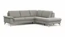 Ecksofa Tulsa KS - 2,5-Sitzer, Spitzecke und 1,5-Sitzer mit Anstellhocker rechts, Leder, Graubeige