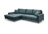 Ecksofa - Longchair links mit 3-Sitzer, Schlaffunktion, Stoff, Azur