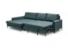 Ecksofa - Longchair links mit 3-Sitzer, Schlaffunktion, Stoff, Azur