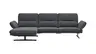 Ecksofa  Alexander - Longchair links mit 3-Sitzer inkl. Kopfstütze/Armlehne verstellbar, Stoff, Dunkelgrau