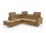 Ecksofa - Ecke links mit 2,5-Sitzer, Kopfteil verstellbar, Leder, Hellbraun