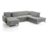 Wohnlandschaft - Longchair links mit 2,5-Sitzer und Ecke rechts, Sitztiefe verstellbar, Stoff, Grau