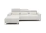 Ecksofa - Longchair links mit 2-Sizer, Sitztiefe verstellbar motorisch/Kopfteil verstellbar, Stoff, Creme