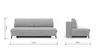 Schlafsofa Salema - 3-Sitzer mit Schlaffunktion (Liegefläche ca. 150x200cm), Stoff, Hellgrau