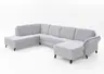  Wohnlandschaft - Ecke links mit 2-Sitzer und Longchair rechts,  Armteil verstellbar, Stoff, Silbergrau