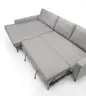 Ecksofa - Longchair links mit 3-Sitzer, Schlaffunktion, Stoff, Eisengrau
