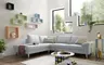 Ecksofa COOL - Ecke links mit 2,5-Sitzer, Querschläfer, Stoff, Hellgrau