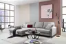 Ecksofa - Longchair links mit 3-Sitzer, Stoff, Eisengrau