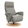 Sessel Tulsa Relax - Größe M, inkl. Kopf-/Fußteil/Rückenlehne verstellbar, Leder, Graubeige