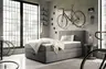 Boxspringbett JANETT- Liegefläche ca. 140x200 cm, Stoff, Grau
